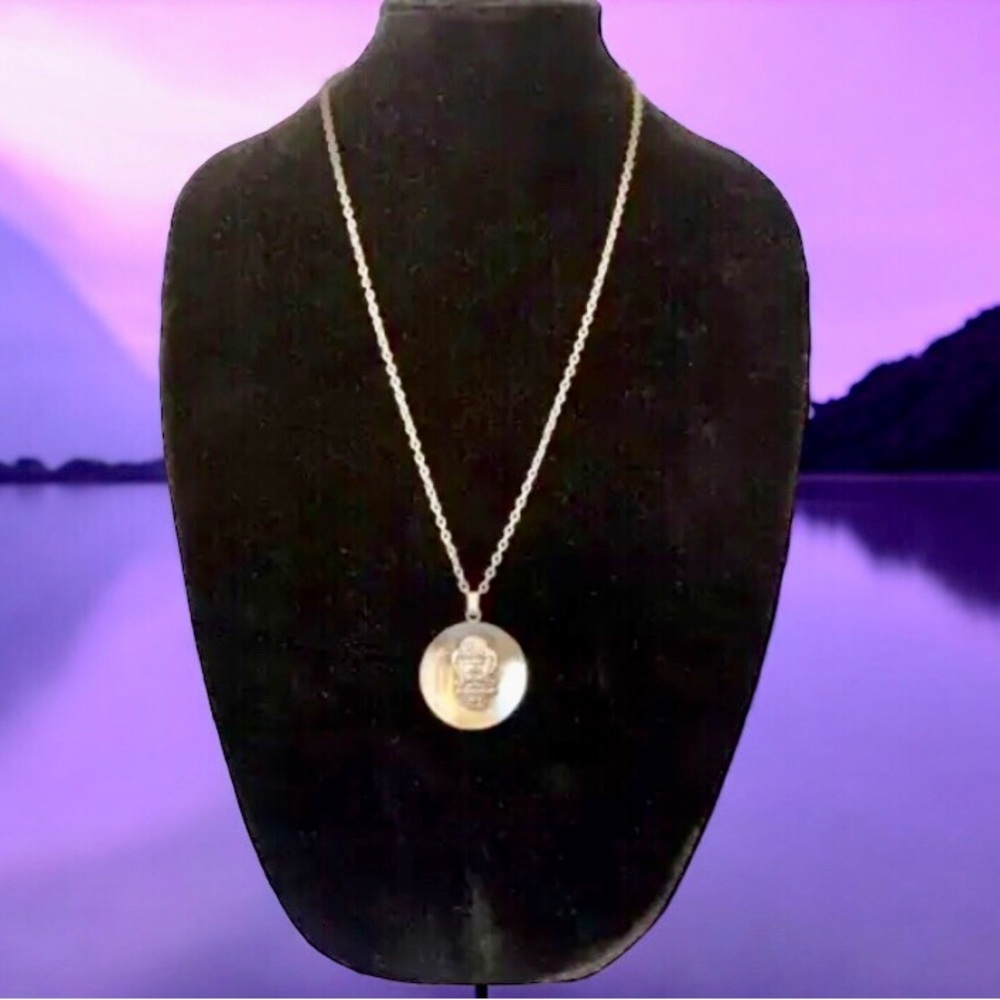 Vintage Peruvian 900 Silver Pendant Inca Deity Tumi Disc 1/20 12K GF Chain 26"